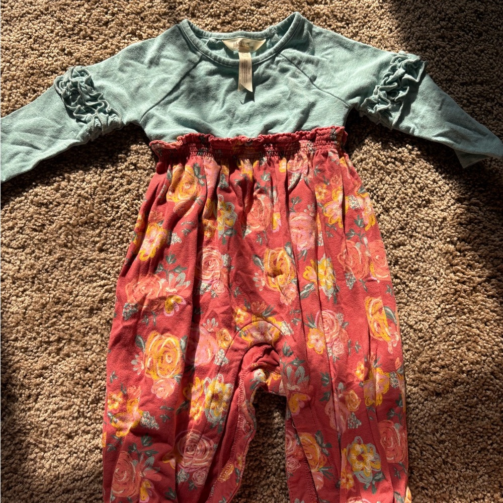 Matilda Jane Teal and Coral Floral Jumpsuit